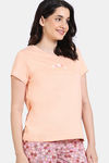 Zivame Bloom Hive Knit Cotton Sleep Top - Prairie Sunset — thumbnail 3